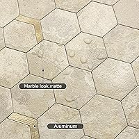 Vista 16 de VAOVI Peel and Stick Backsplash Tile,Backsplash Tile for Kitchen Peel and Stick Wall Panels Hexagon Marble Tile(White Silver,5pcs)