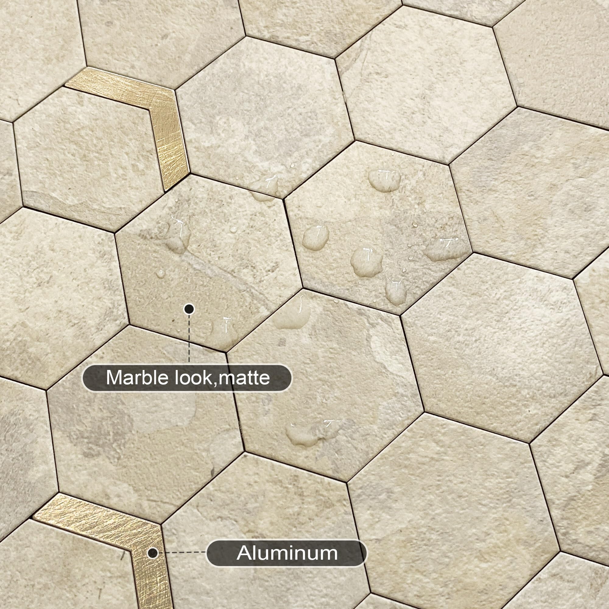 VAOVI Selbstklebende Klebefliesen Mosaik 10 Stücke,Rustik Beige