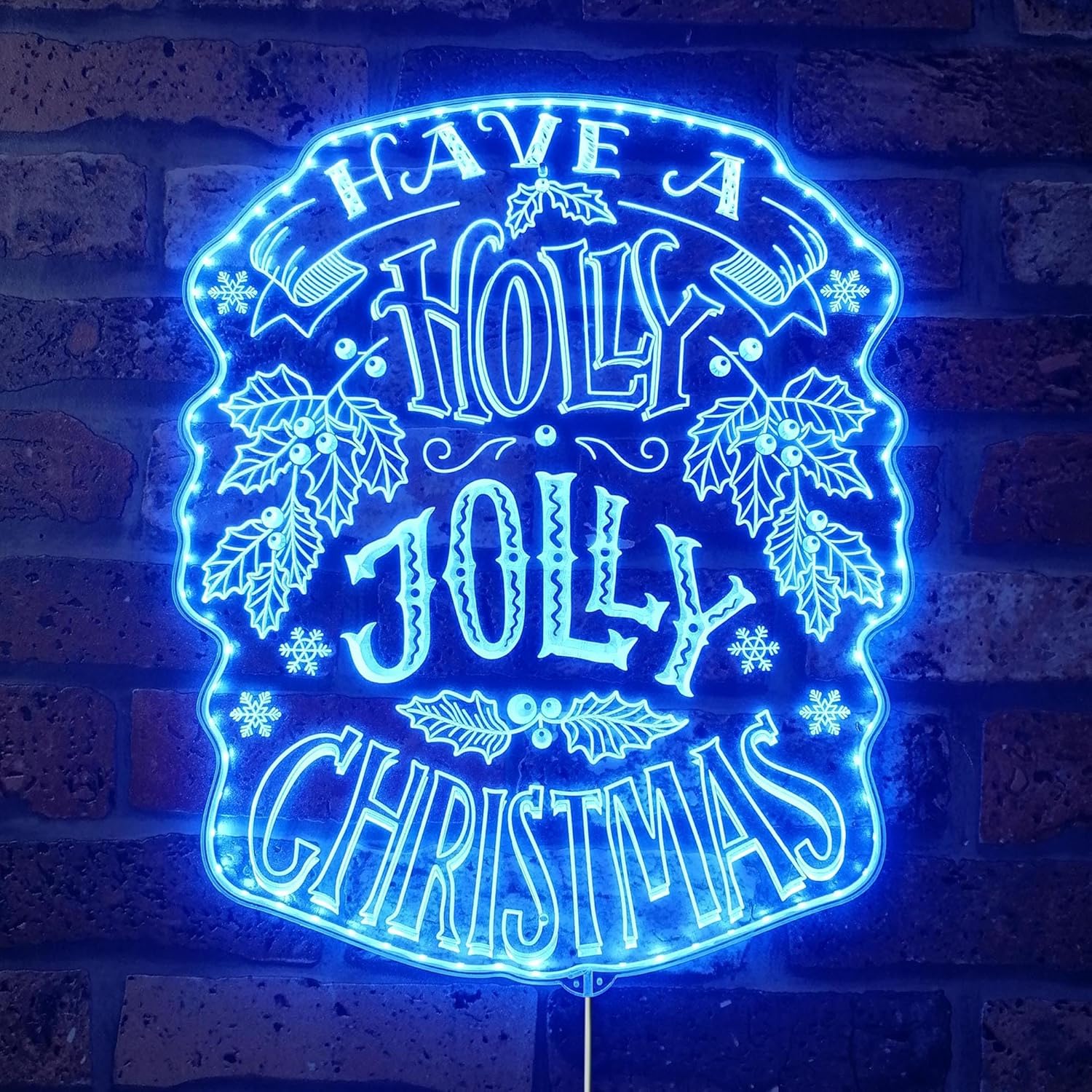ADVPRO Holly Jolly Christmas RGB Dynamic Glam LED Sign - Cut-to-Edge Shape - Smart 3D Decoration - Multicolor Signage st06s66-fnd-i0066-c
