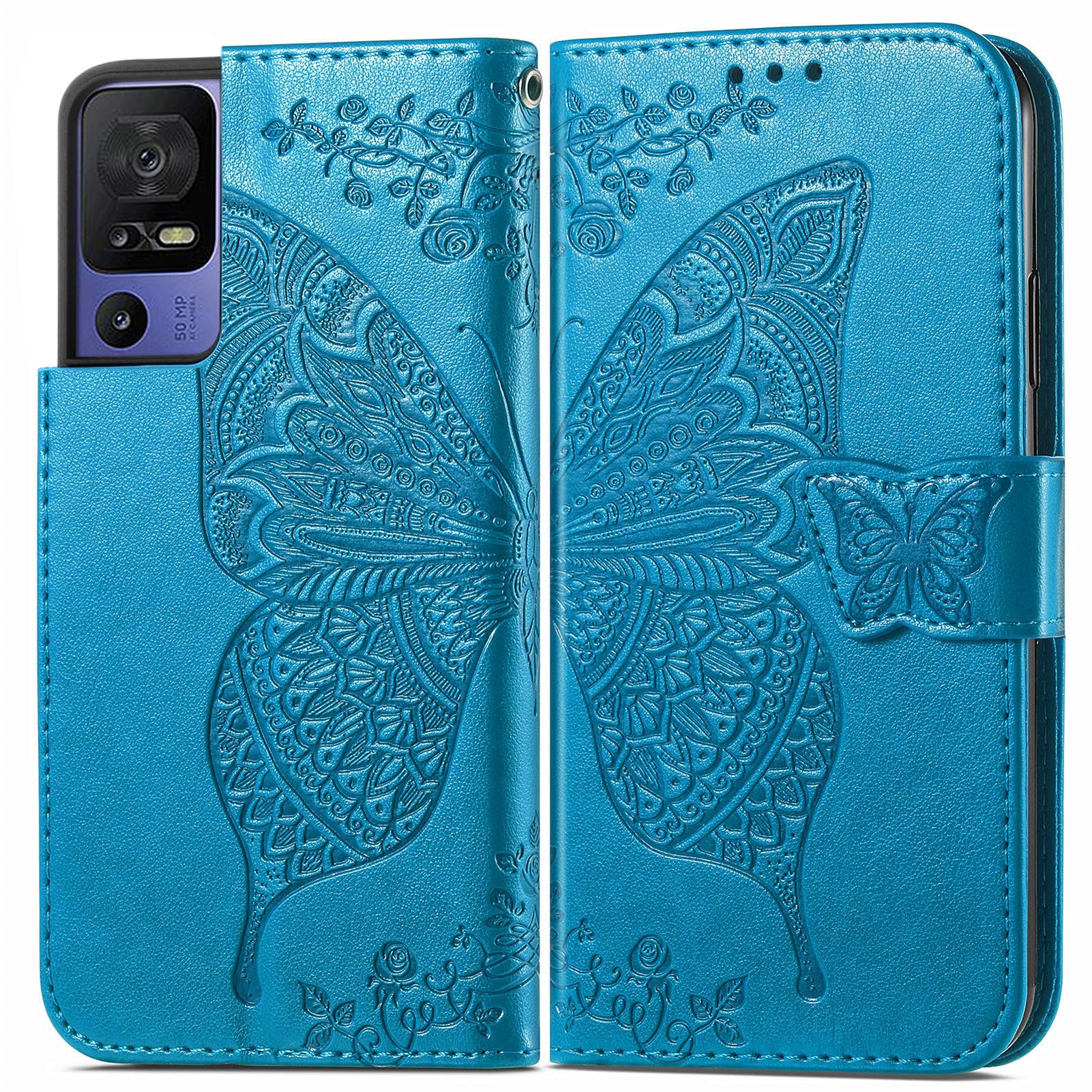 ILING Cover per TCL 40 SE (TCL 40SE), Texture Opaca Metallica Ultra Sottile Antiurto PC Rigido Silicone Custodia con Anello Supporto e Scorrevole Protezione Fotocamera (Nero