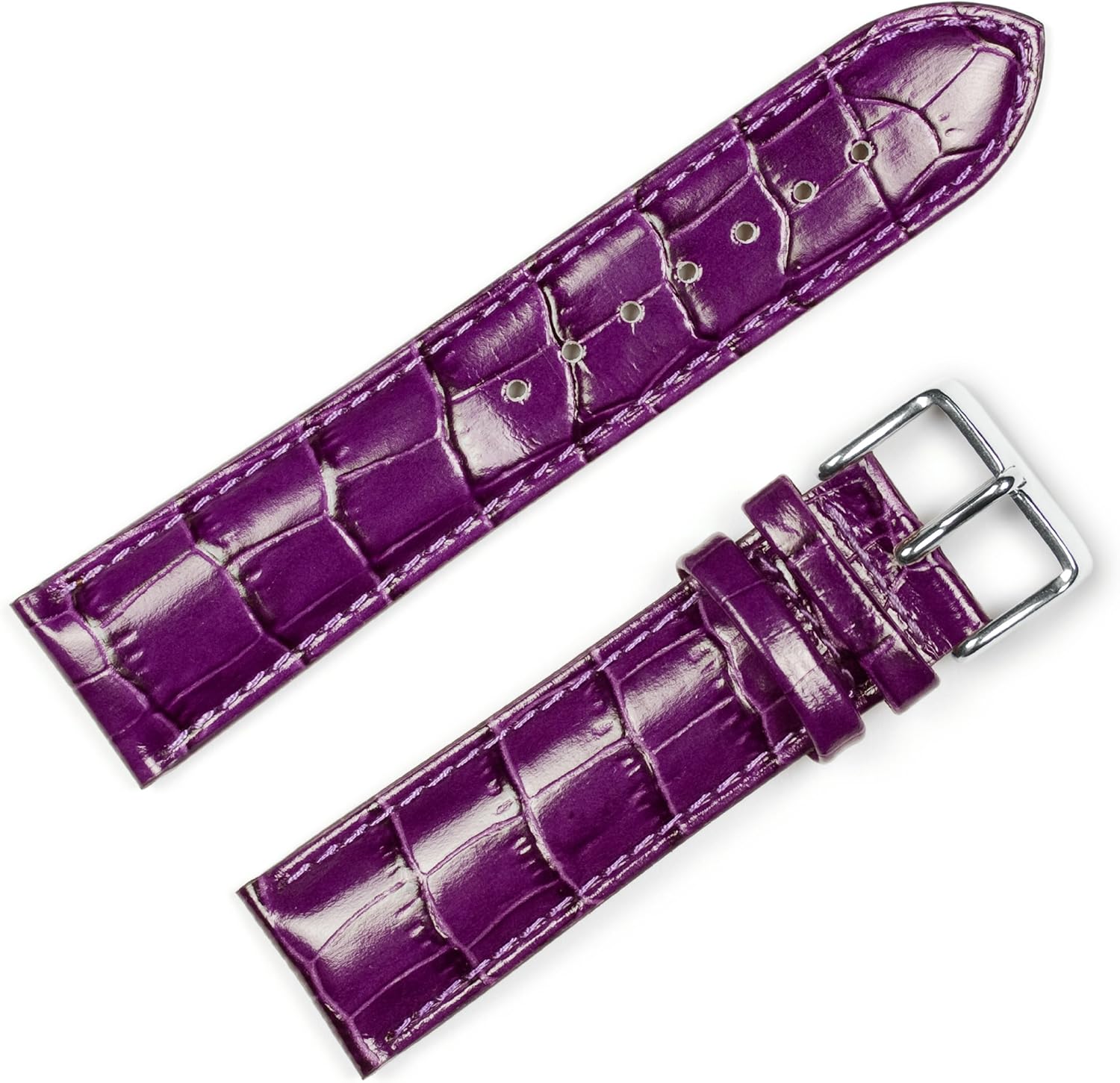 deBeer Crocodile Grain Chrono Watch Band-Choice of Color (Black, Brown, Havana, White, Violet, Green, Blue, Red, Pink, Orange) & Width (12mm, 14mm, 16mm, 17mm, 18mm, 19mm, 20mm, 22mm, 24mm, 26mm, 28mm)