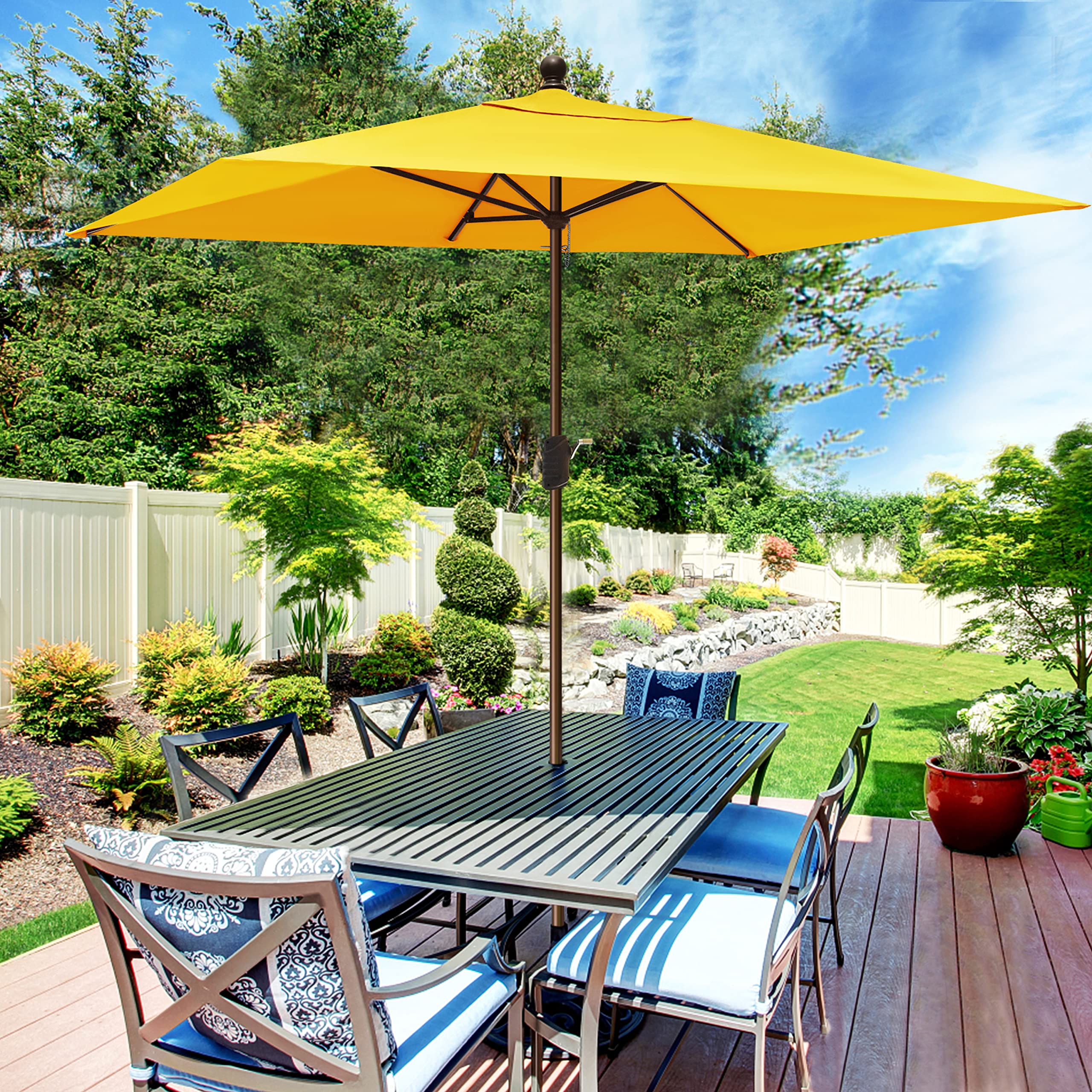 Amazon.com : EliteShade USA 10-Year-Non-Fading 6.5x10Ft Rectangular Market Umbrella Patio Umbrella Outdoor Table Umbrella with Ventilation, Sunflower Yellow : Patio, Lawn & Garden