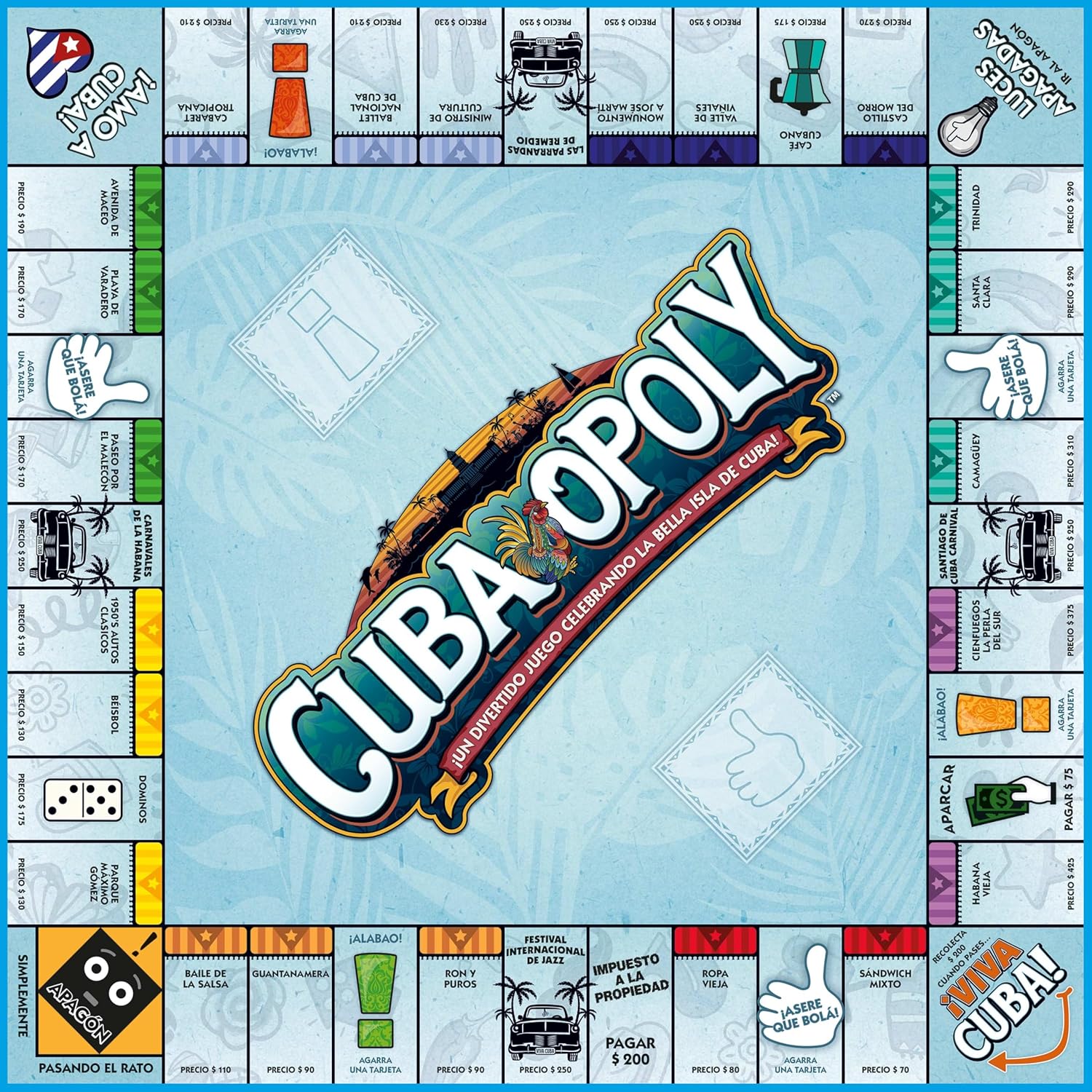 Late for The Sky Cuba-Opoly Family Board Game, Opoly-Style Strategy Fun for Ages 8+, 2–6 Players, Cuba Travel Theme Gift for Family Game Night