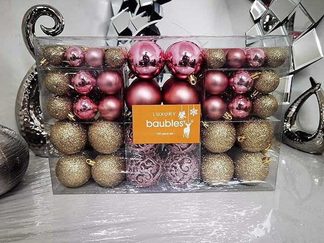 DEENZ Christmas Tree Baubles Xmas Balls Decoration Ornament Set Shatterproof Garland Stars Pine Cones 100 Pieces