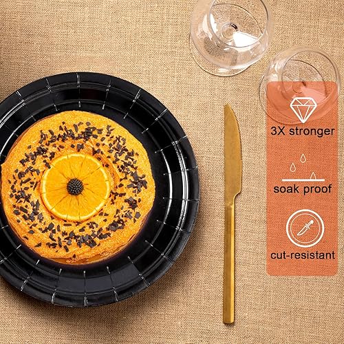 Miniatura 9 de Tyzarglef Platos de papel desechables rojos, 50 platos llanos de 9 pulgadas a granel para suministros de fiesta, platos de fiesta de colores y