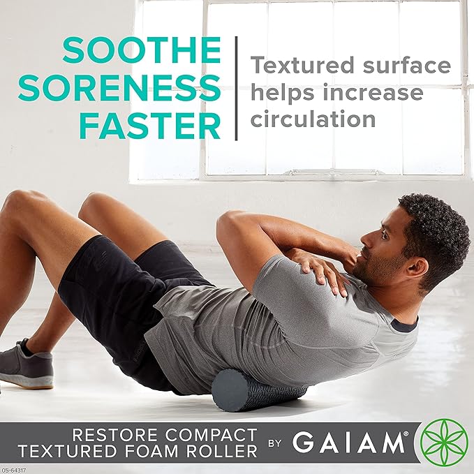Gaiam Restore Foam Roller Compacto con Textura 12"L x 4" Diámetro miniatura 5