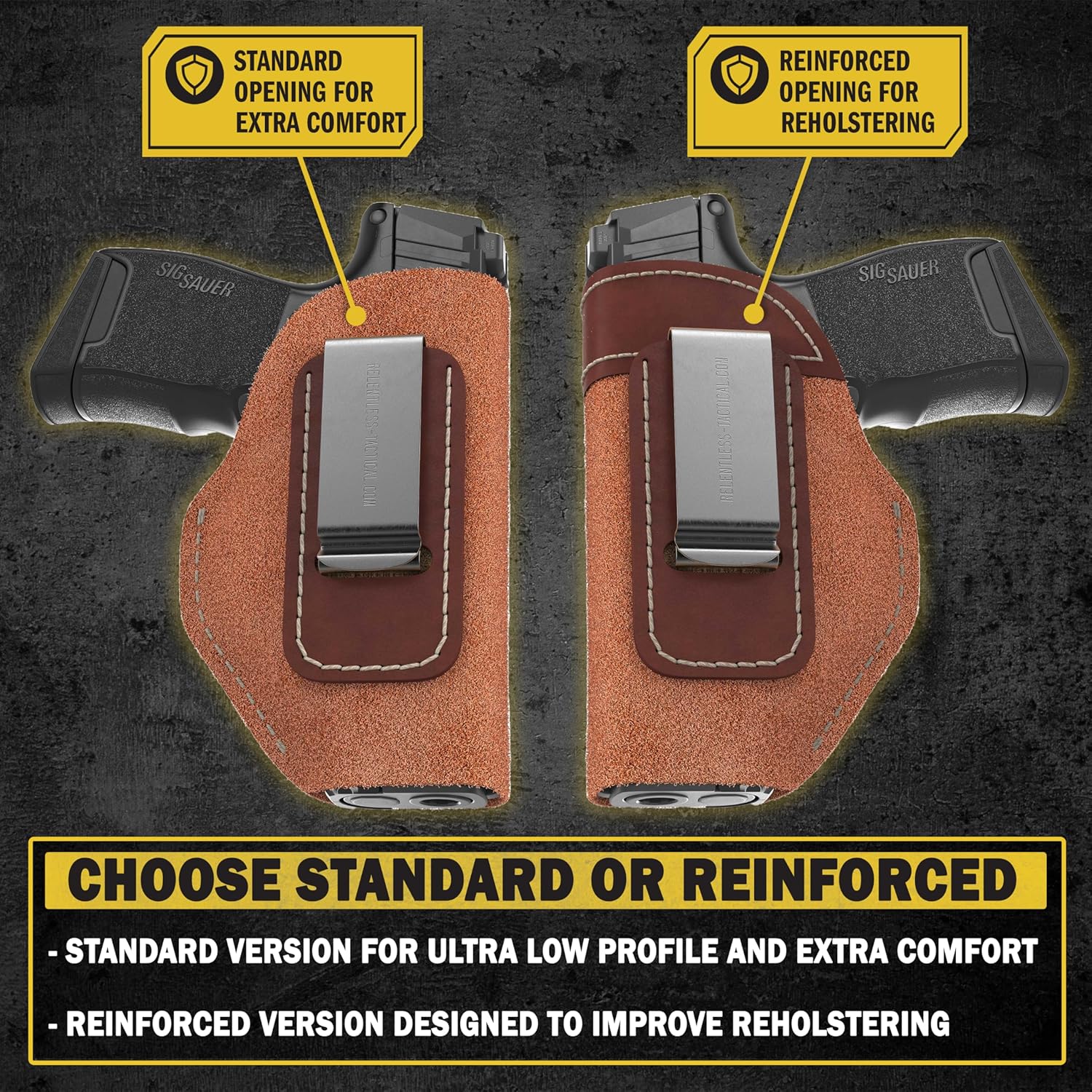 Made in USA - Suede Leather Concealed Carry Holster | Compatible with Glock 42 & 43 | Sig Sauer P365 | Springfield Hellcat | Ruger LC9, LC9s | Kahr CM9, MK9, PM9, | The Ultimate Suede IWB Holsters