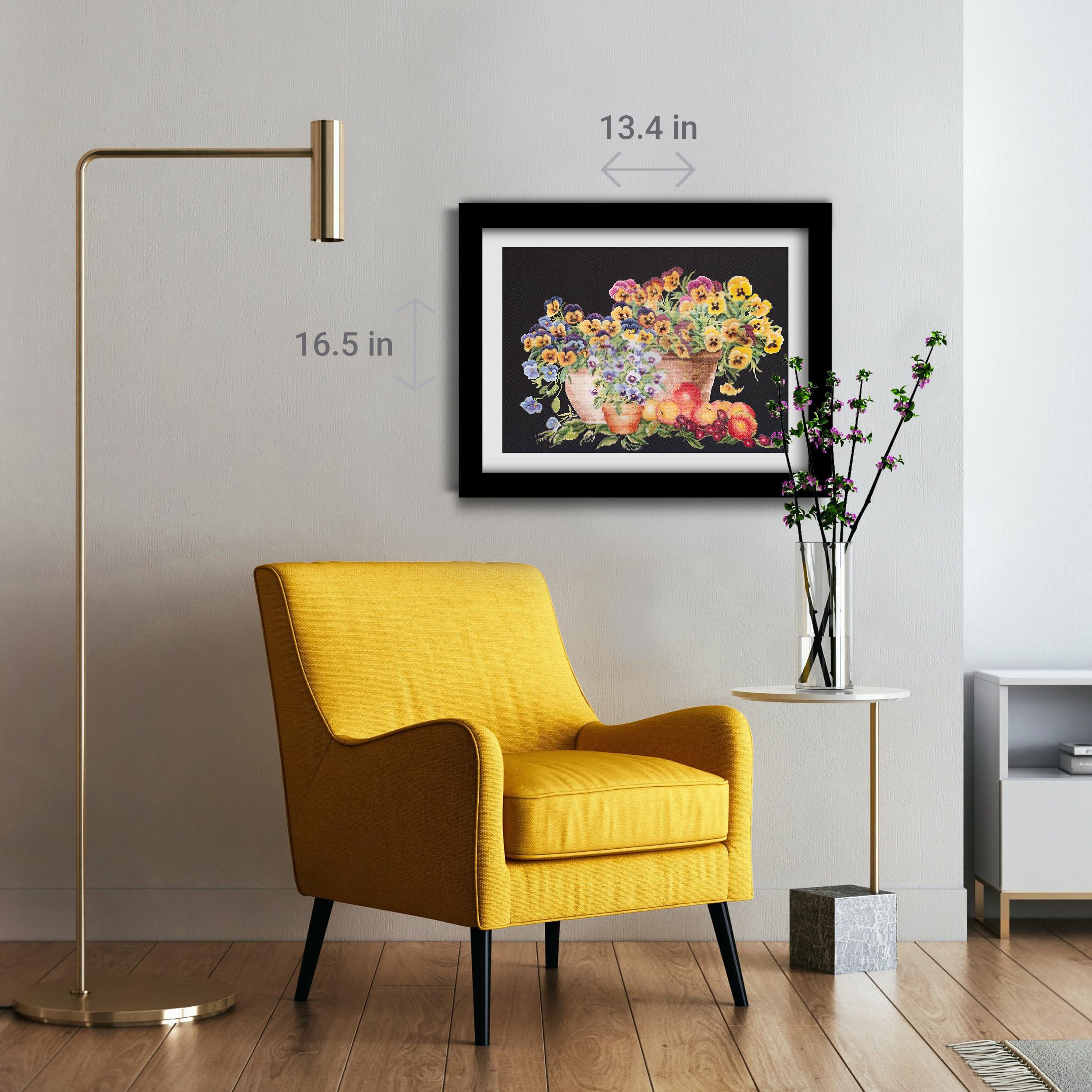 Thea Gouverneur - Kit de point de croix compté - Pensées - Aida - 16 Compter - Pour adultes - 2083A