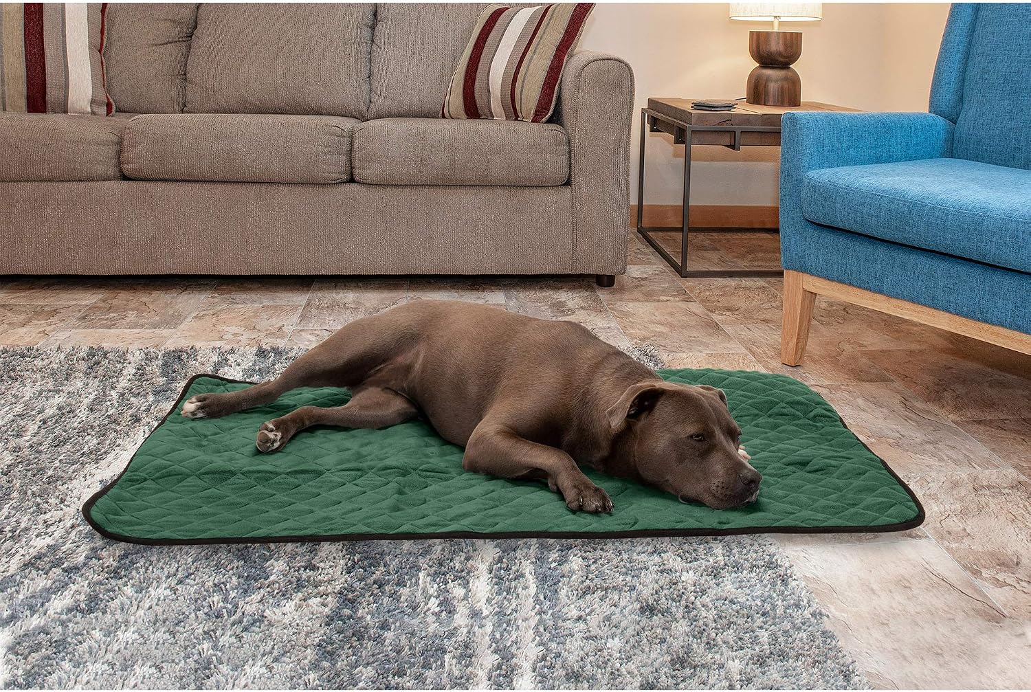 review Furhaven ThermaNAP Self-Warming Bed Mat for Large/Medium Dogs & Indoor Cats, Washable & Reflects Body Heat - Quilted Velvet Reflective Blanket Mat - Moss, Large