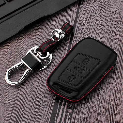 Miniatura 4 de M.JVisun Funda protectora de TPU suave para llavero de coche para Volkswagen VW Smart Key, Negro - piel, For Volkswagen Car Key Fob