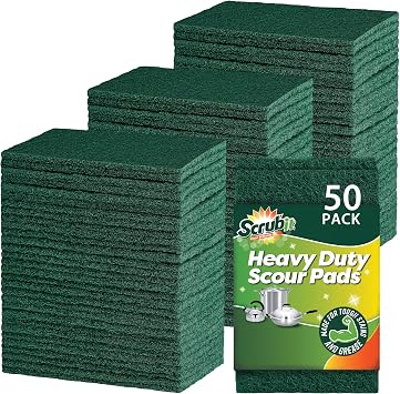 SCRUBIT Scouring Pads - Heavy Duty Scrub Pads for Cleaning Dishes - Non-Scratch - Reusable - Green 50, Green