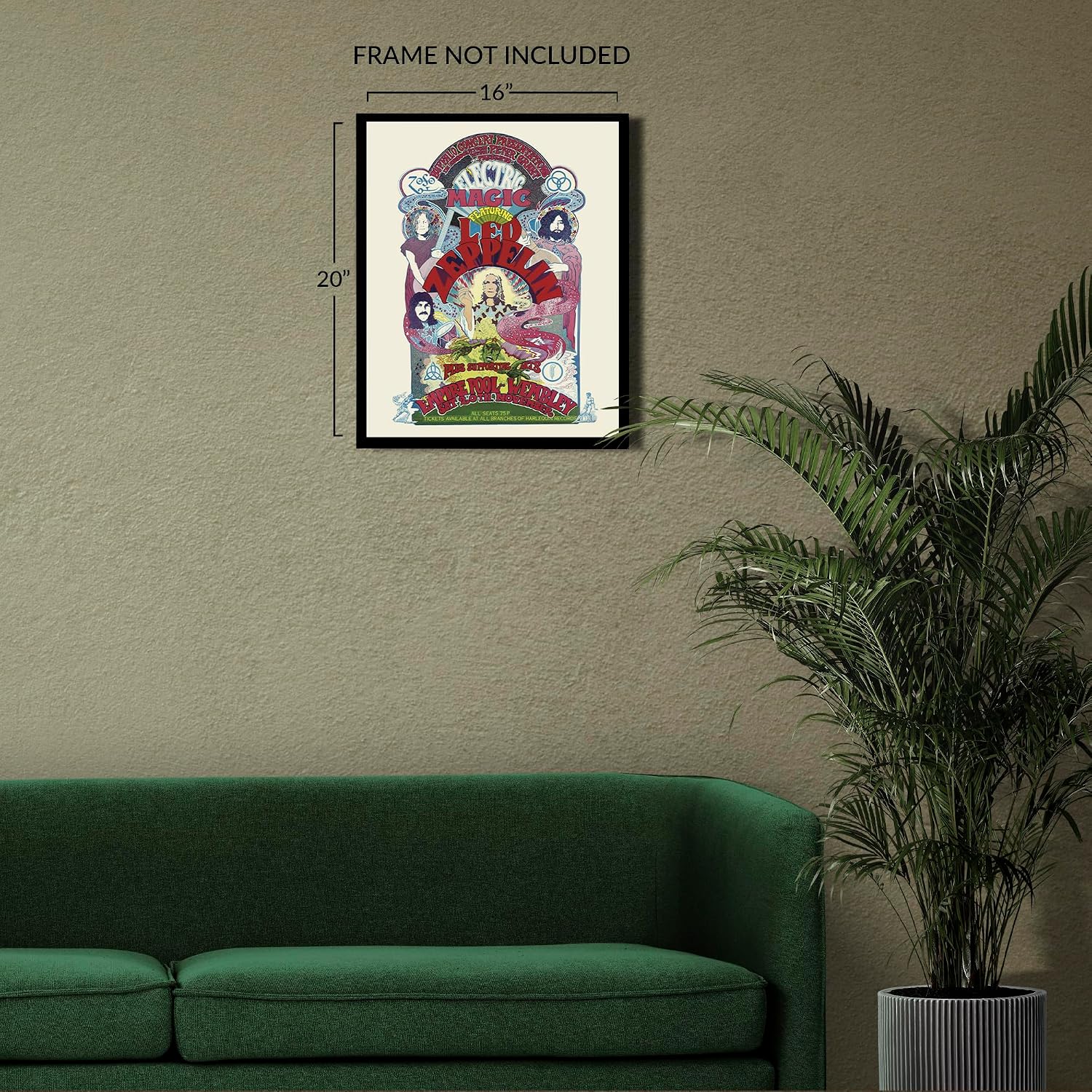 HISTORIX Vintage 1971 Led Zeppelin Poster Matte - 16x20 Inch Vintage Poster of Led Zeppelin Concert Tour Wall Art Print