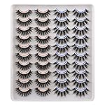 JIMIRE 20 Pairs False Eyelashes 2 Styles Mixed Fluffy Eyelashes Natural Volume Wispy Faux Mink Lashes Pack
