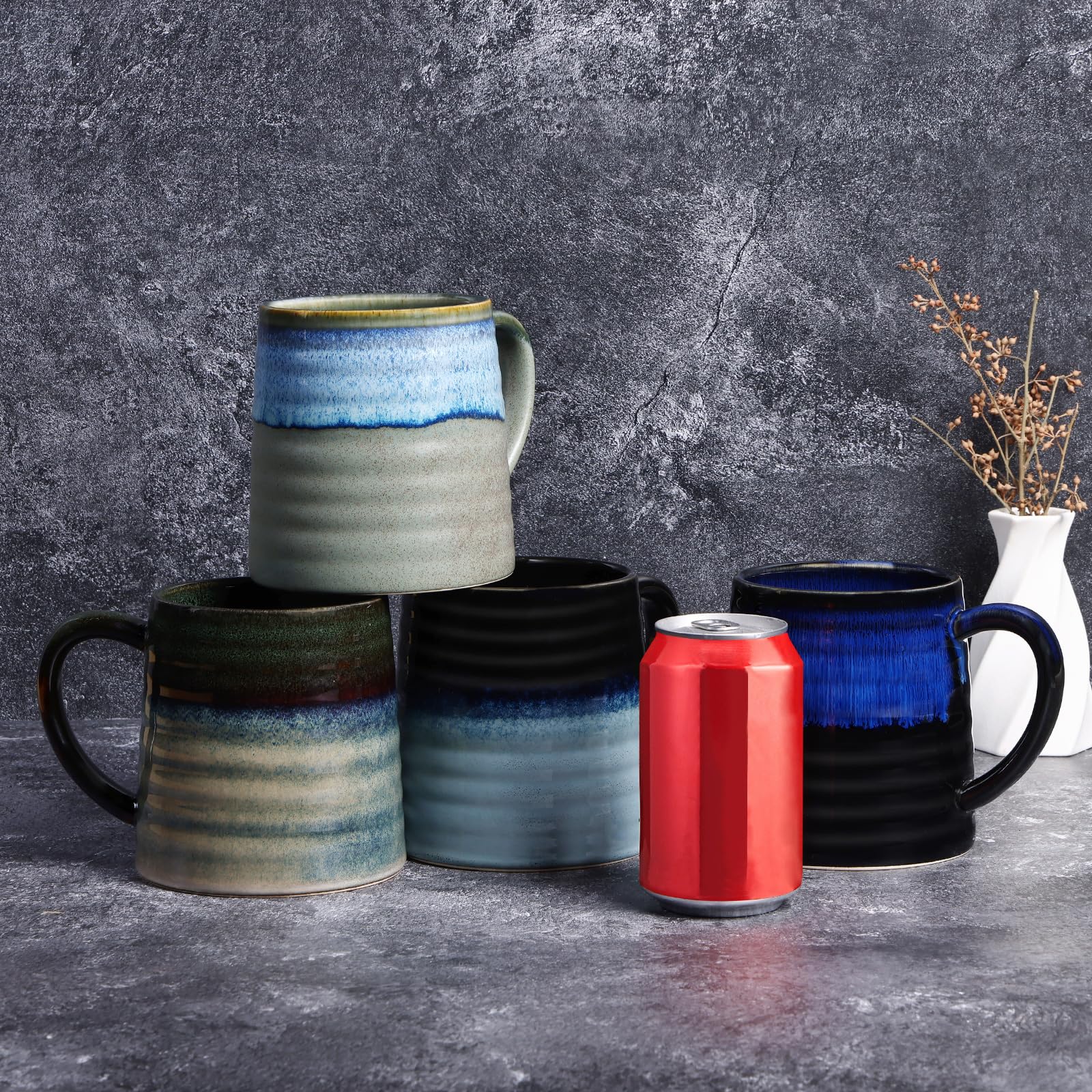 Tazze in ceramica da forno, grande tazza da caffè e tè, lavabile in lavastoviglie e adatta al microonde, tazza da caffè per doppio colpo, latte, cappuccino, lungo