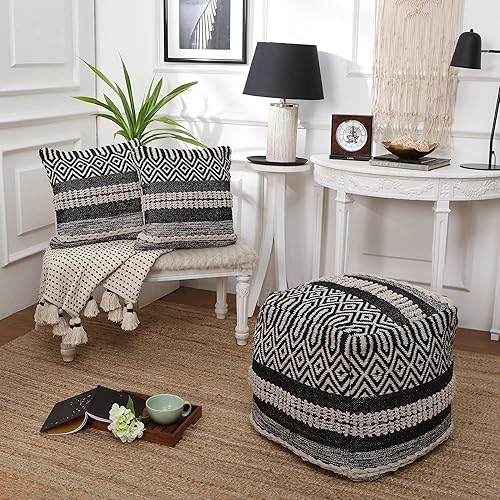 Miniatura 9 de REDEARTH · Puf otomano sin rellenos, con textura, cubo de almacenamiento, puf, reposapiés para sala de estar, dormitorio, guardería, habitación de