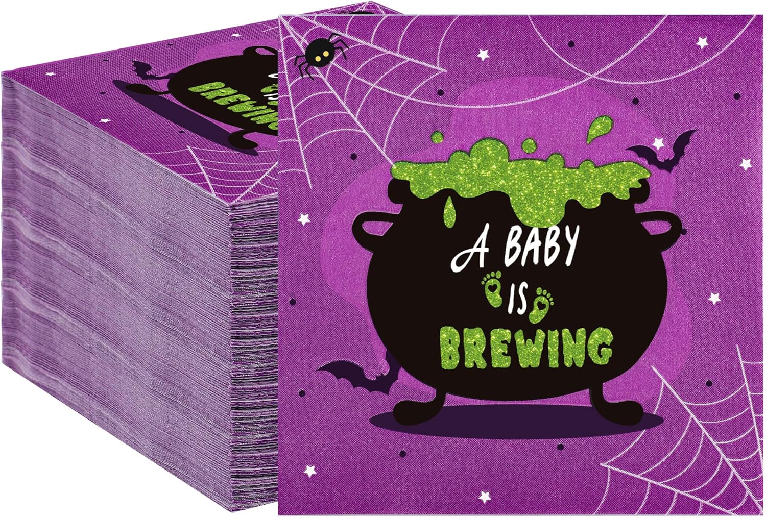 100 Pieces Halloween Baby Shower Napkins A Baby is Brewing