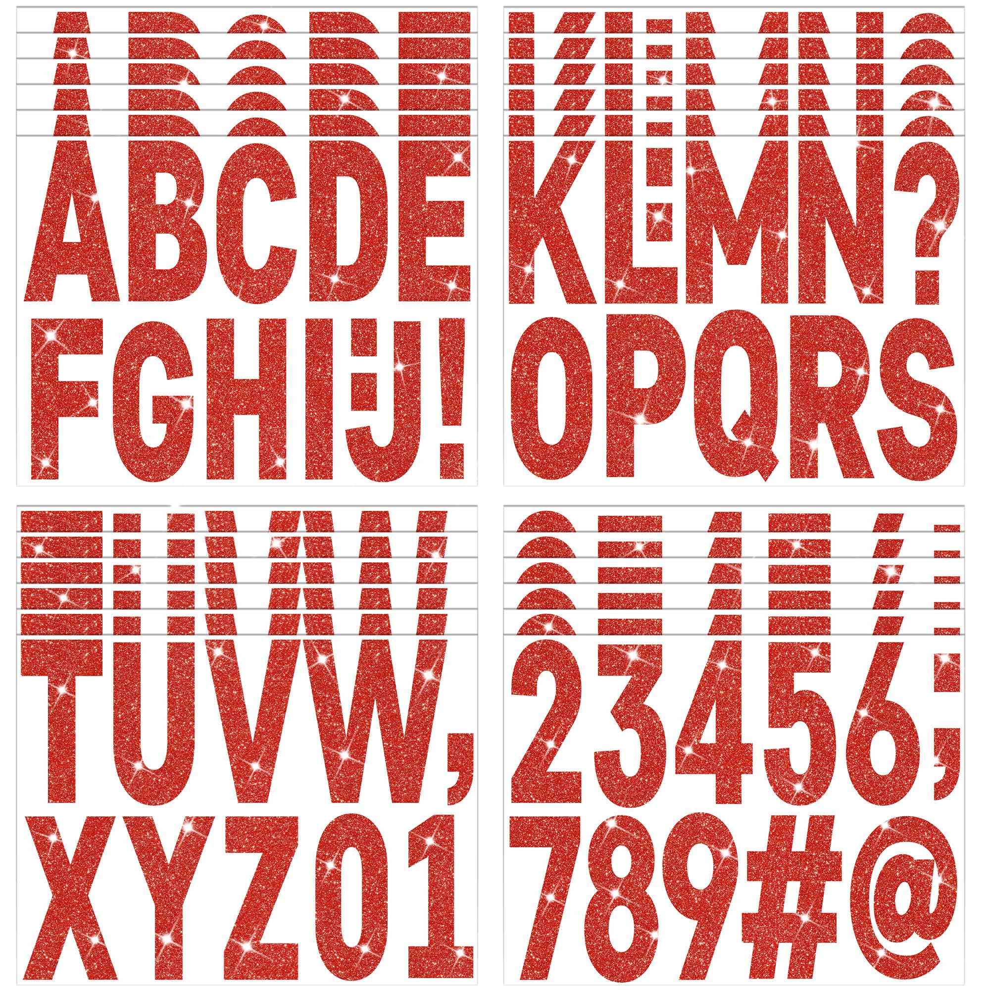 Autocollants vinyle pailletés rouges de 10,2 cm pour boîte aux lettres et affiches (376 pièces)