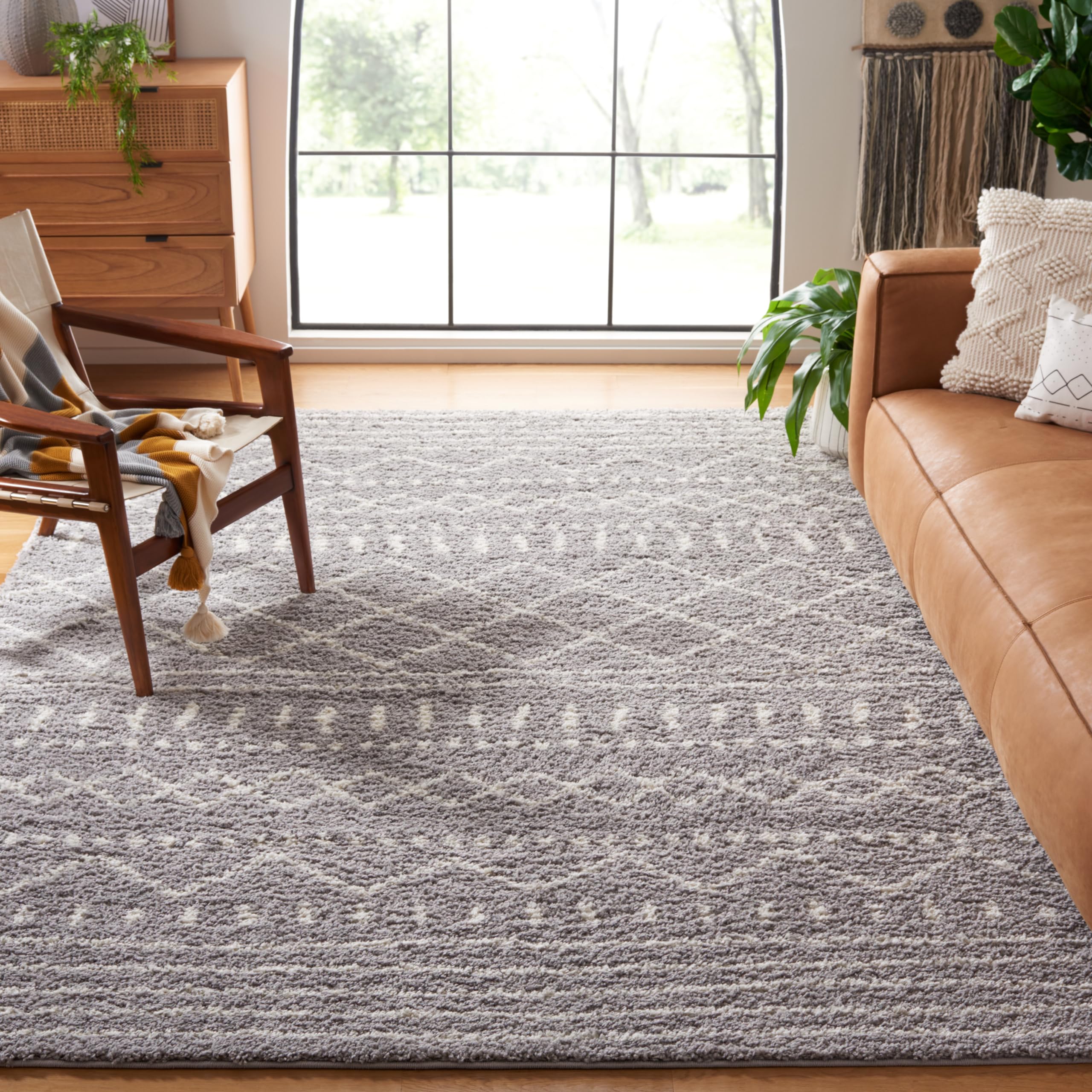 SAFAVIEH Arizona Shag Rug 9'x12', Soft Plush Boho Grey &amp; Ivory ASG741G