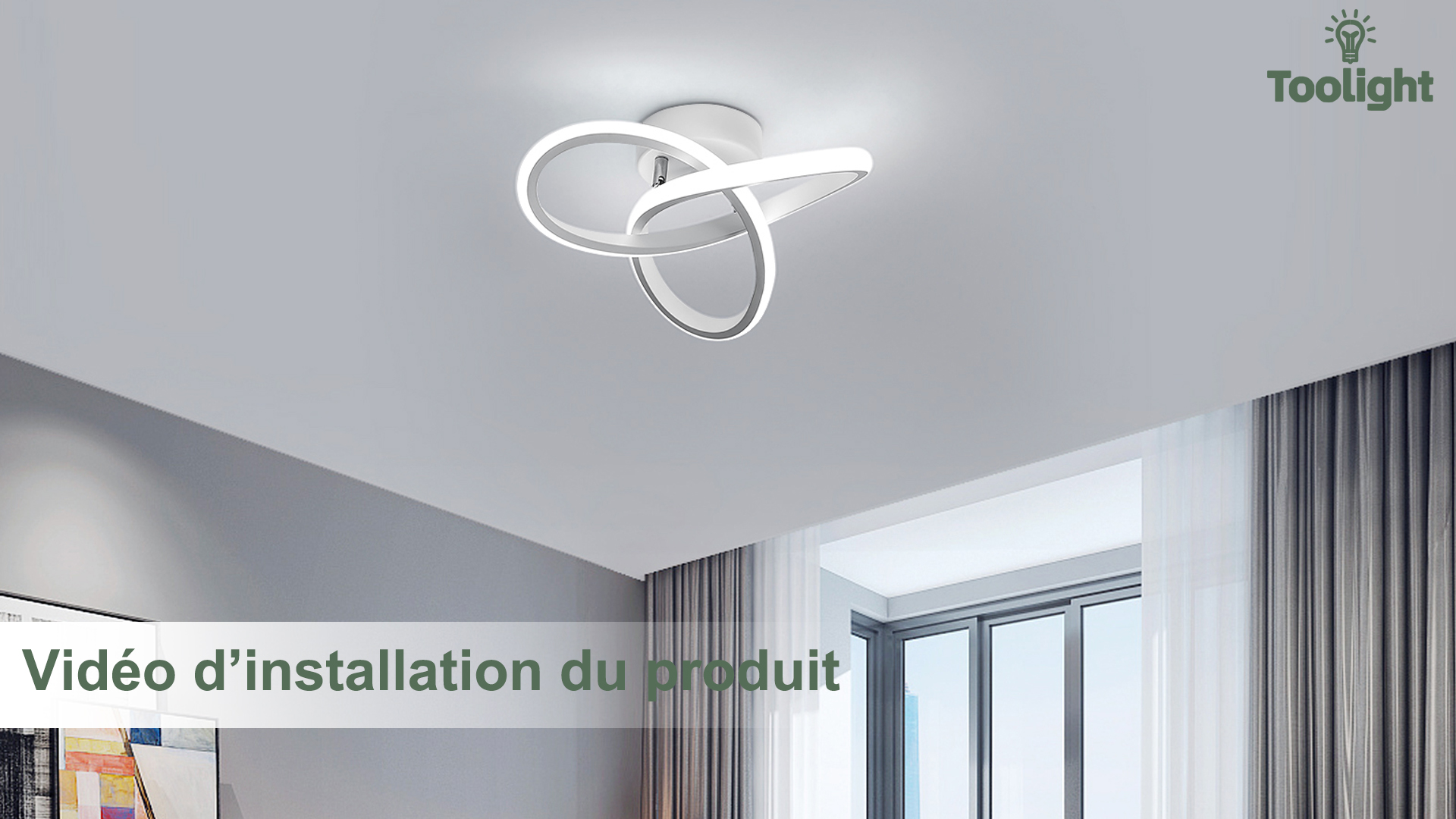 Plafonnier LED Toolight 22W - Design Courbé 2500LM | Blanc Froid 6500K | Pour Salon, Chambre, Couloir