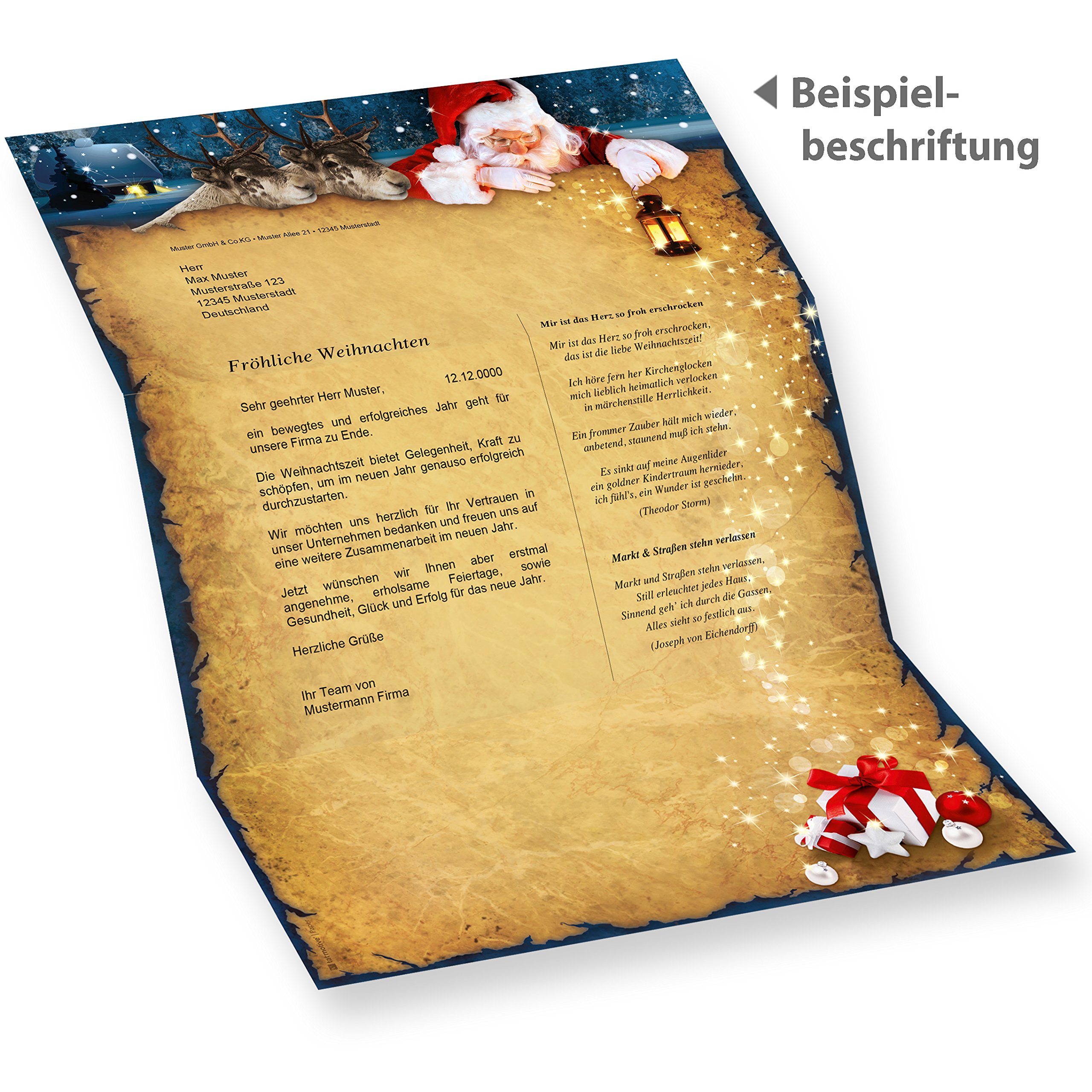 Briefpapier Weihnachten NORDPOL EXPRESS (500 Blatt) Weihnachtsbriefpapier mit Weihnachtsmann und Rentiere