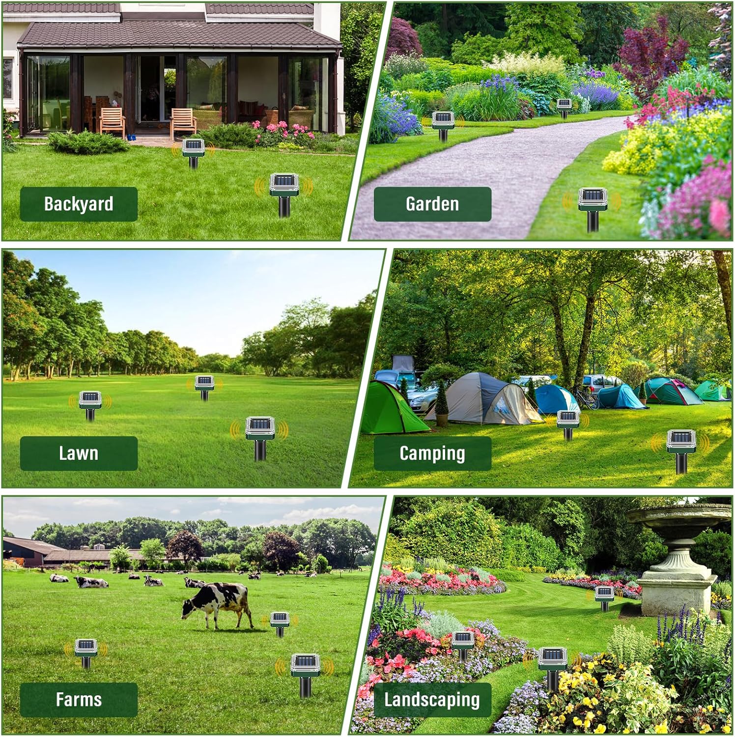 10 Pack Mole Repellent Solar Powered, Upgrade IP65 Waterproof, Snake Vole Repellent Outdoor, Groundhog Snake Repellent for Yard, Sonic Mole and Vole Deterrent Spikes, Effective Lawn and Garden