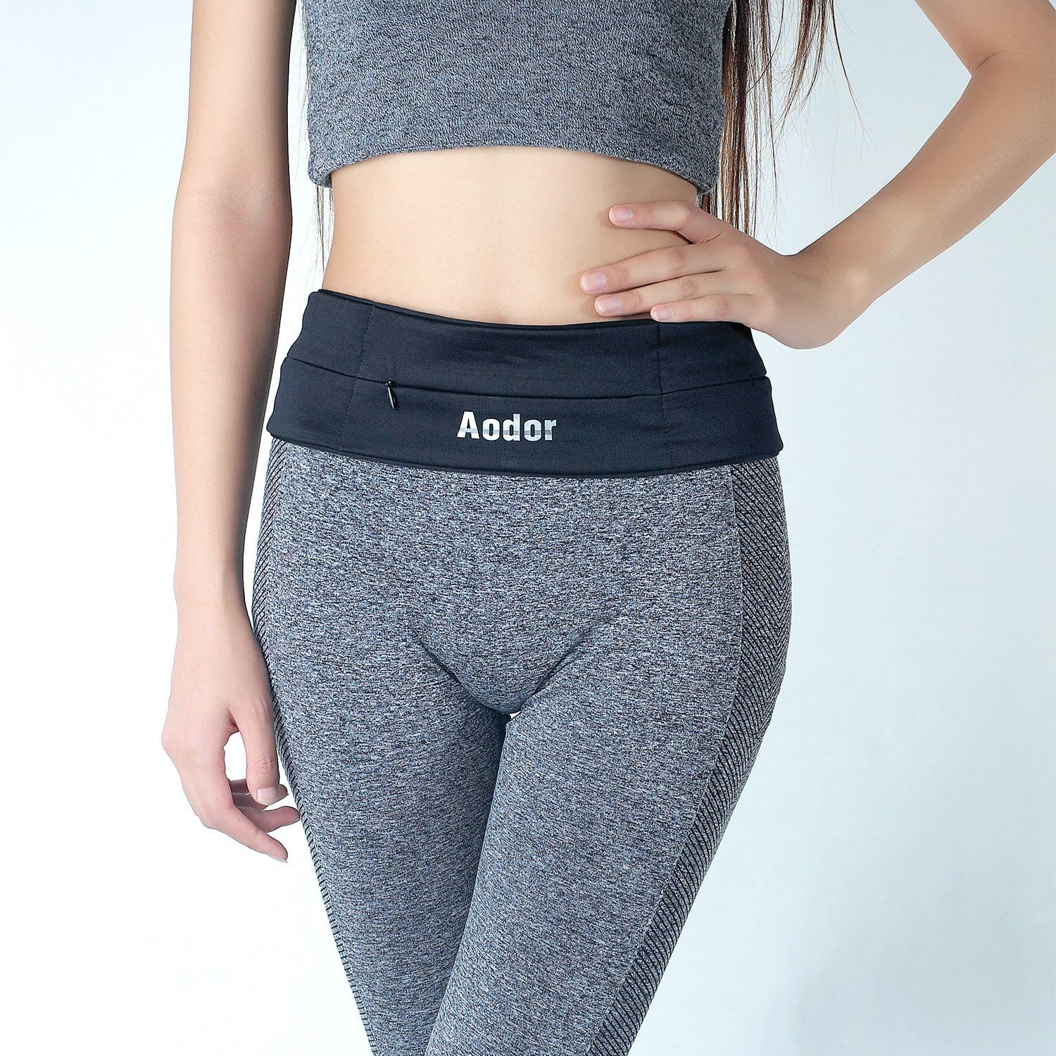 Aodor Running Belt Waist Pack - Reflective Strips - for Men Women to Enjoy Workout - Large Pocket