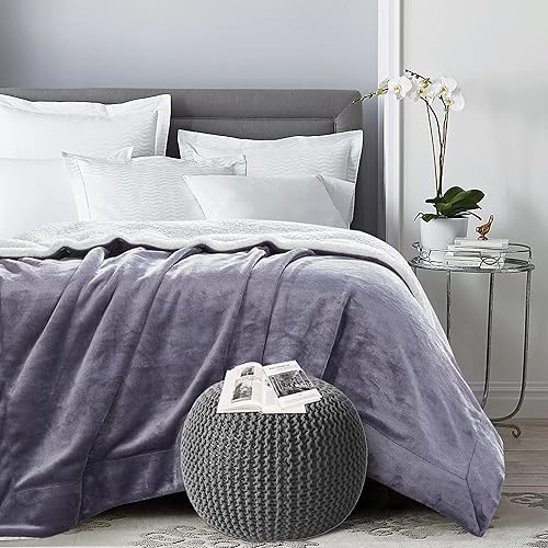 Miniatura 2 de Thesis Manta de forro polar Sherpa para sofá, manta de color carbón  Manta Sherpa cálida y acogedora, 50 x 60 pulgadas