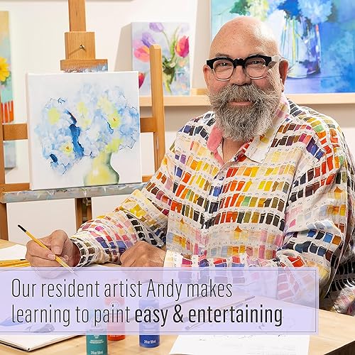 Miniatura 3 de FolkArt Art Talk with Andy - Kit para principiantes, 27 piezas, incluye 15 mate y 2 multisuperficie 10, 96420 juego de pintura y pinceles