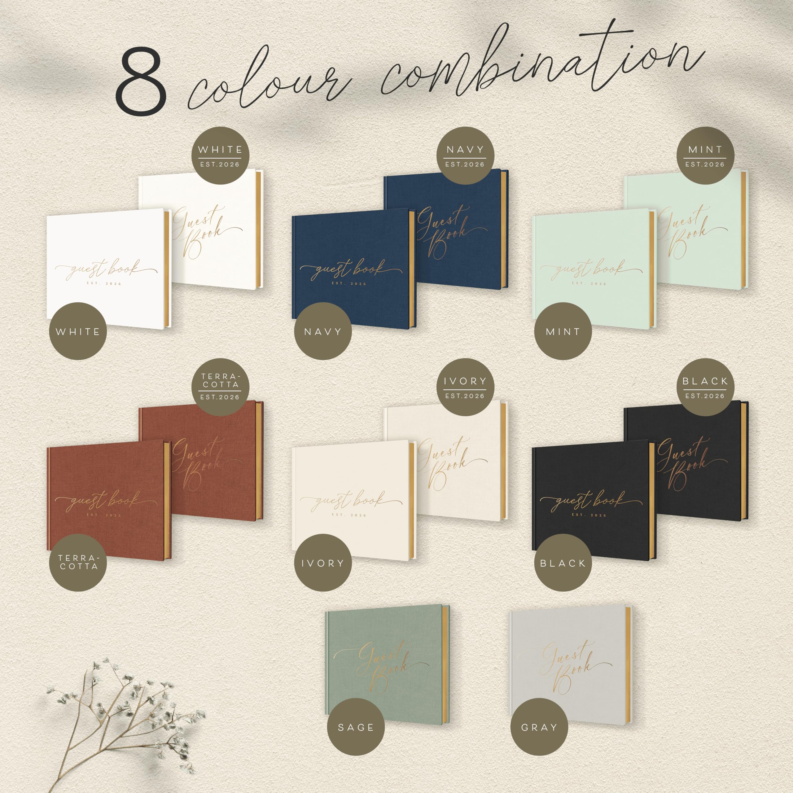 ARTESORI Gästebuch zur Hochzeit für den Empfang – Goldfolien-Gästebuch zum Einloggen, elegantes Gästebuch zur Babyparty für Party & Geburtstag – Foto & Polaroid Gästebuch für Hochzeit & Brautparty