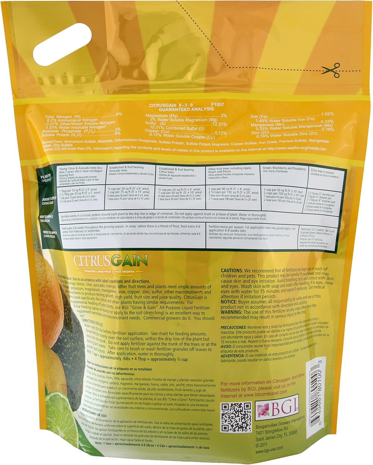 BGI Fertilizers CITRUSGAIN, Citrus Fertilizer, 10lb Bag