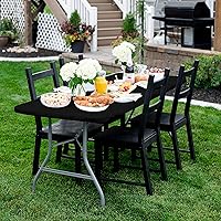 Vista 7 de Shamrock Home Mantel ajustable de poliéster de 6 pies, mantel rectangular elástico, mantel para mesas de 6 pies, funda de mesa de picnic para Negro