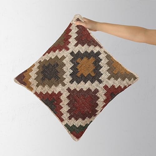 Miniatura 2 de Kilim - Funda de almohada hecha a mano, funda de cojín de yute de lana, funda de cojín cuadrada de 17.7 in