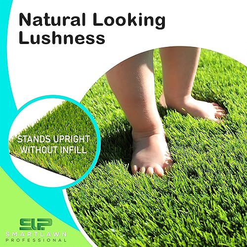 Miniatura 5 de Alfombra de césped artificial realista, alfombras de 7 x 43 pies para uso en interiores y exteriores, altura del pelo de 1.25 pulgadas, alfombras
