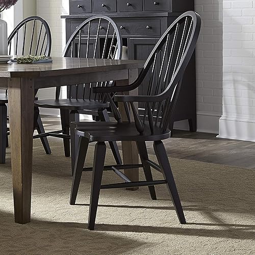 Miniatura 10 de Liberty Furniture Industries 482-C1000S Hearthstone Windsor - Silla de respaldo (9.8 x 9.8 x 16.1in), color negro