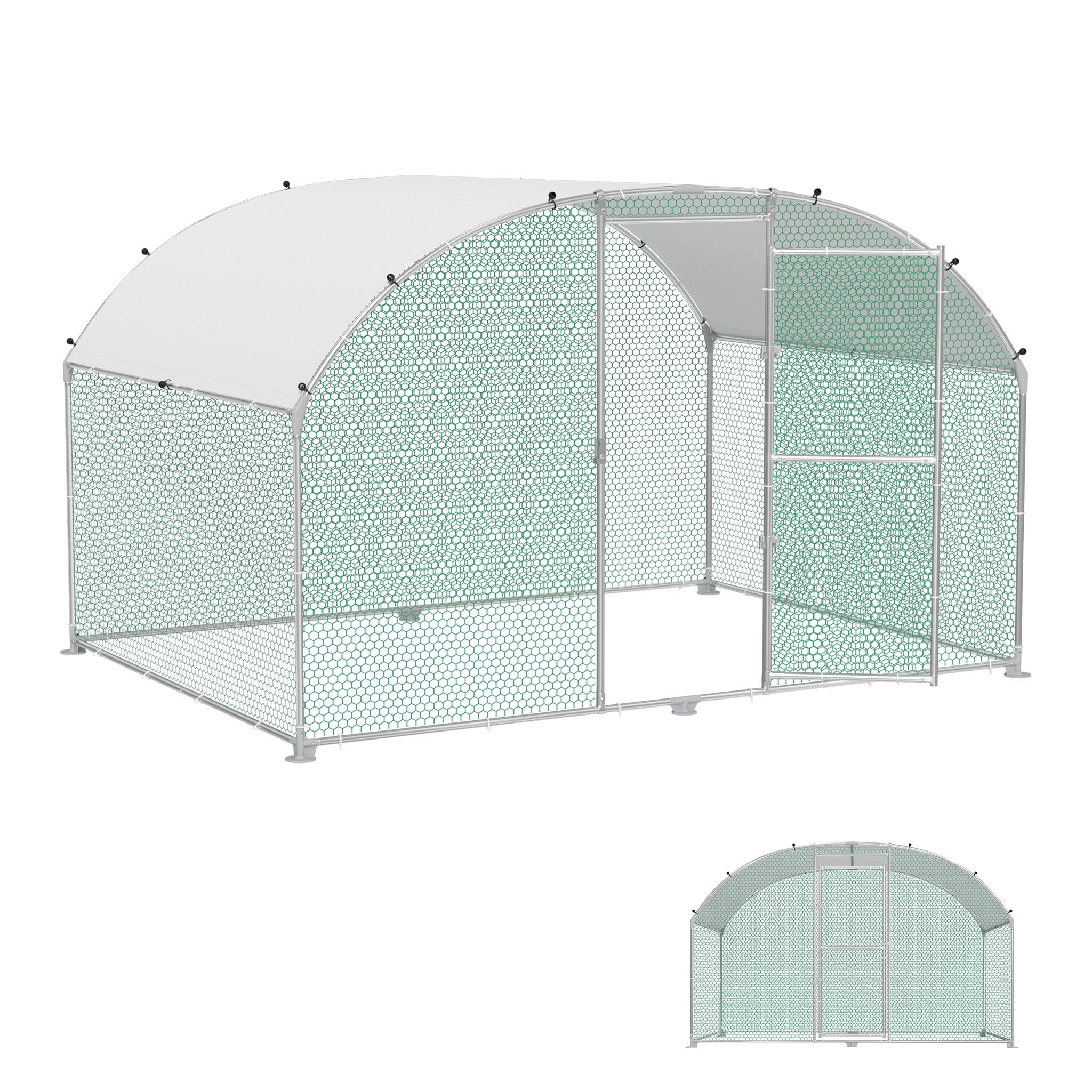 Cage En Métal En Forme D'Arc 3x8x2 M – Avec Toit De Protection Solaire, Pour Poules, Lapins, Petits Animaux | Résistante à L'Hiver - 7
