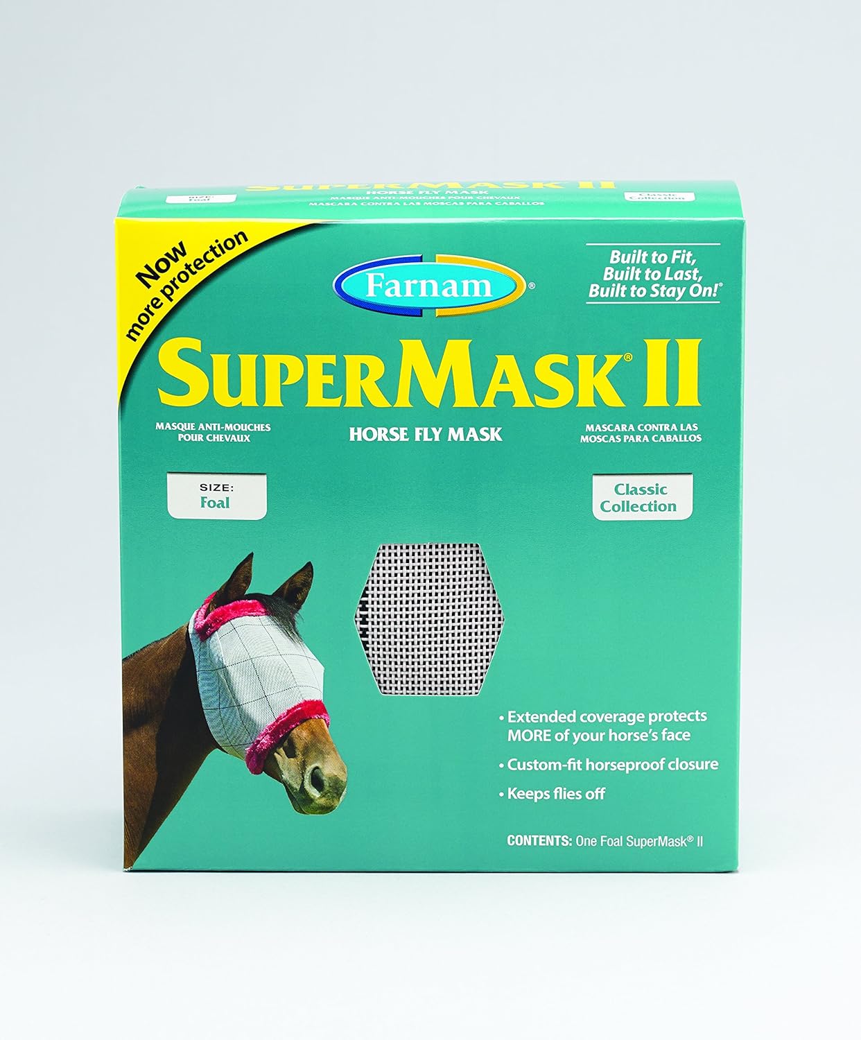 Farnam SuperMask Classic Horse Fly Mask, Foal size, Assorted : Pet Supplies