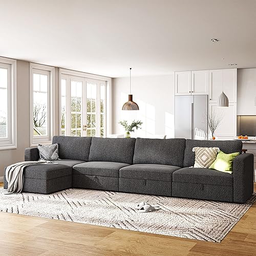 Miniatura 6 de HONBAY Módulo de respaldo de reposabrazos para sofá modular de gran tamaño, marco traseroreposabrazos izquierdo o derecho, gris oscuro