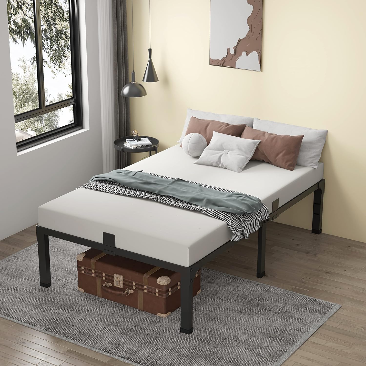 MAF 14 Inch Metal Platform Twin Bed Frames, Heavy Duty Black Bed Frame with Steel Slats Support, No Box Spring Needed, Noise Free, Non-Slip, Easy Assembly - Image 2