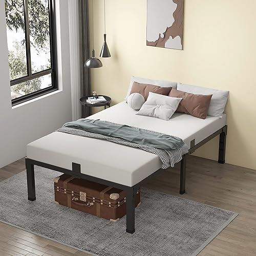 Miniatura 2 de MAF Marco de cama individual de plataforma de metal de 14 pulgadas, marco de cama negro resistente con soporte de listones de acero, no necesita