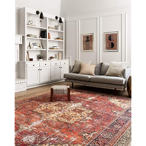 Loloi II Loren Collection LQ-07 RED / Navy, Traditional 3'-6" x 5'-6" Accent Rug