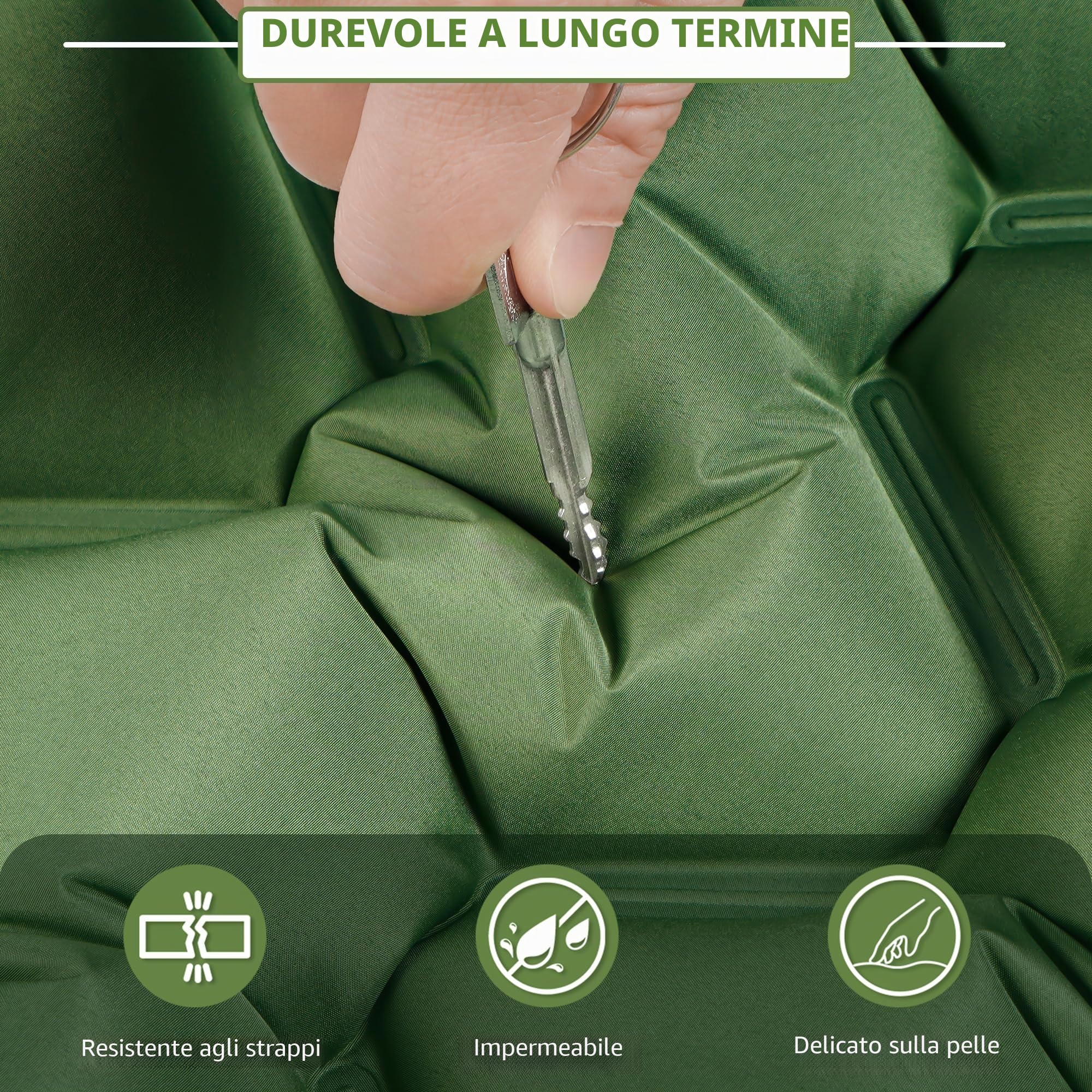 KUOGAS Materassino Campeggio, Materassino Autogonfiante Ampliato e Ispessito, Gonfiabile con Pompa a Pedale, Tappetino Ultra-Leggero e Portatile, Ideale per Campeggio, Spiaggia, Escursionismo