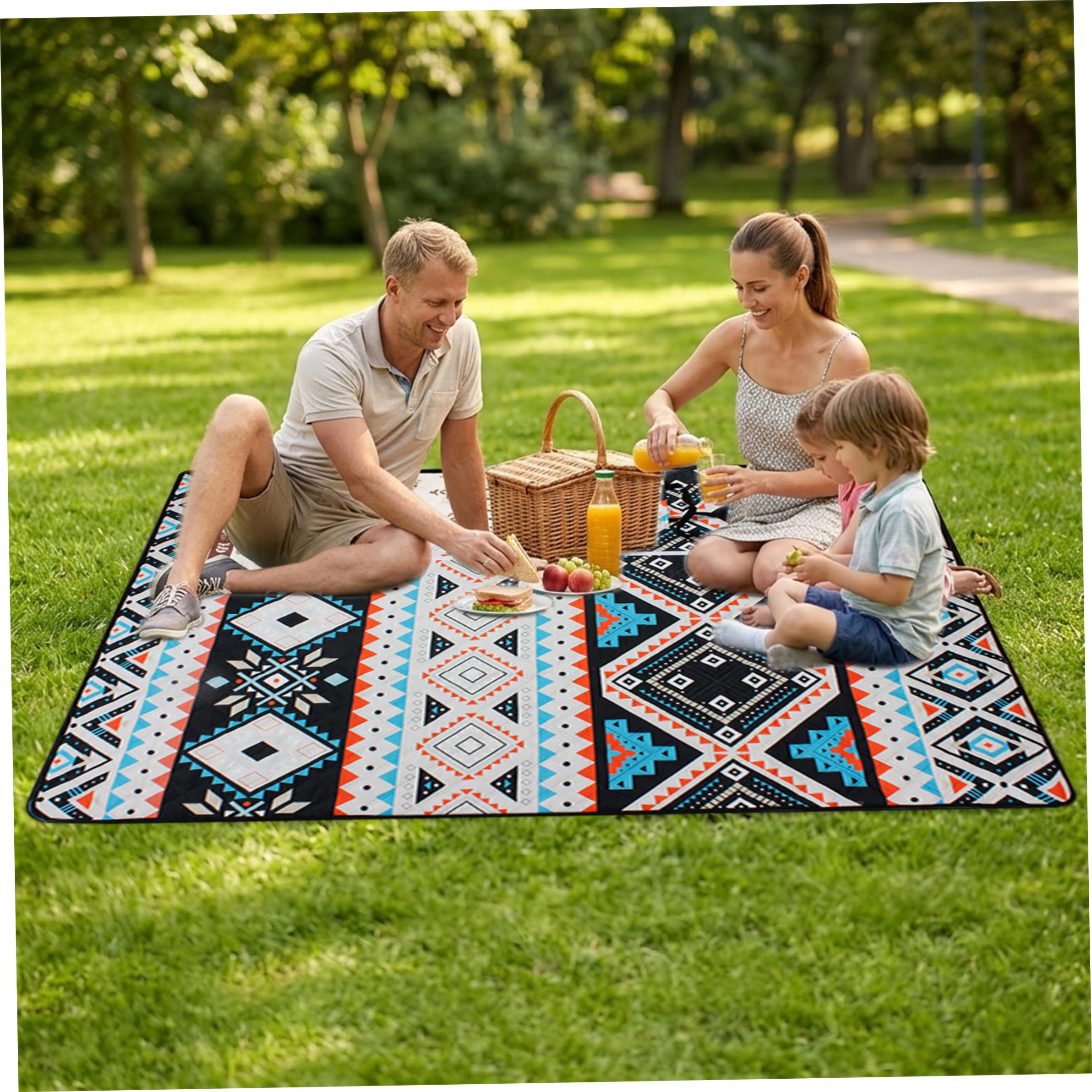Manta de Picnic Impermeable a Prueba de Arena de 3.28 x 4.92 pies, Estera portátil para Acampar al Aire Libre con Bolsa de Almacenamiento a Juego, Esencial para Viajes de Estilo étnico