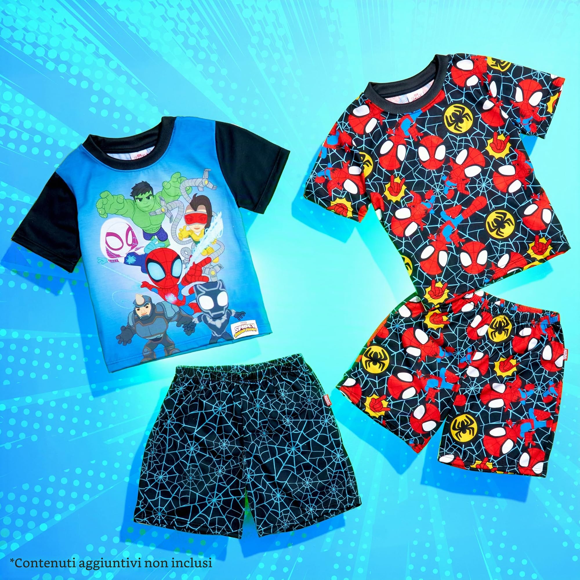 Marvel Avengers | Spidey Pigiama Ragazzo, 2 Set Manica Corta Pigiami Bambini, Abbigliamento da Casa Estivo, Regalo Bambino