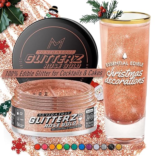 Vista 24 de MONÉGASQUE Purpurina comestible verde para bebidas, 0.53 oz, purpurina comestible para pasteles y cócteles, polvo brillante para bebidas