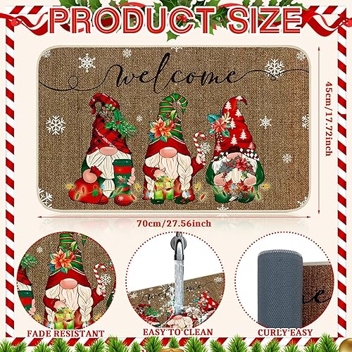 Miniatura 2 de Ceenna Tapete de bienvenida de Navidad de 17.72 x 27.56 pulgadas, tapete de goma para puerta de entrada, tapete de goma occidental para interiores y