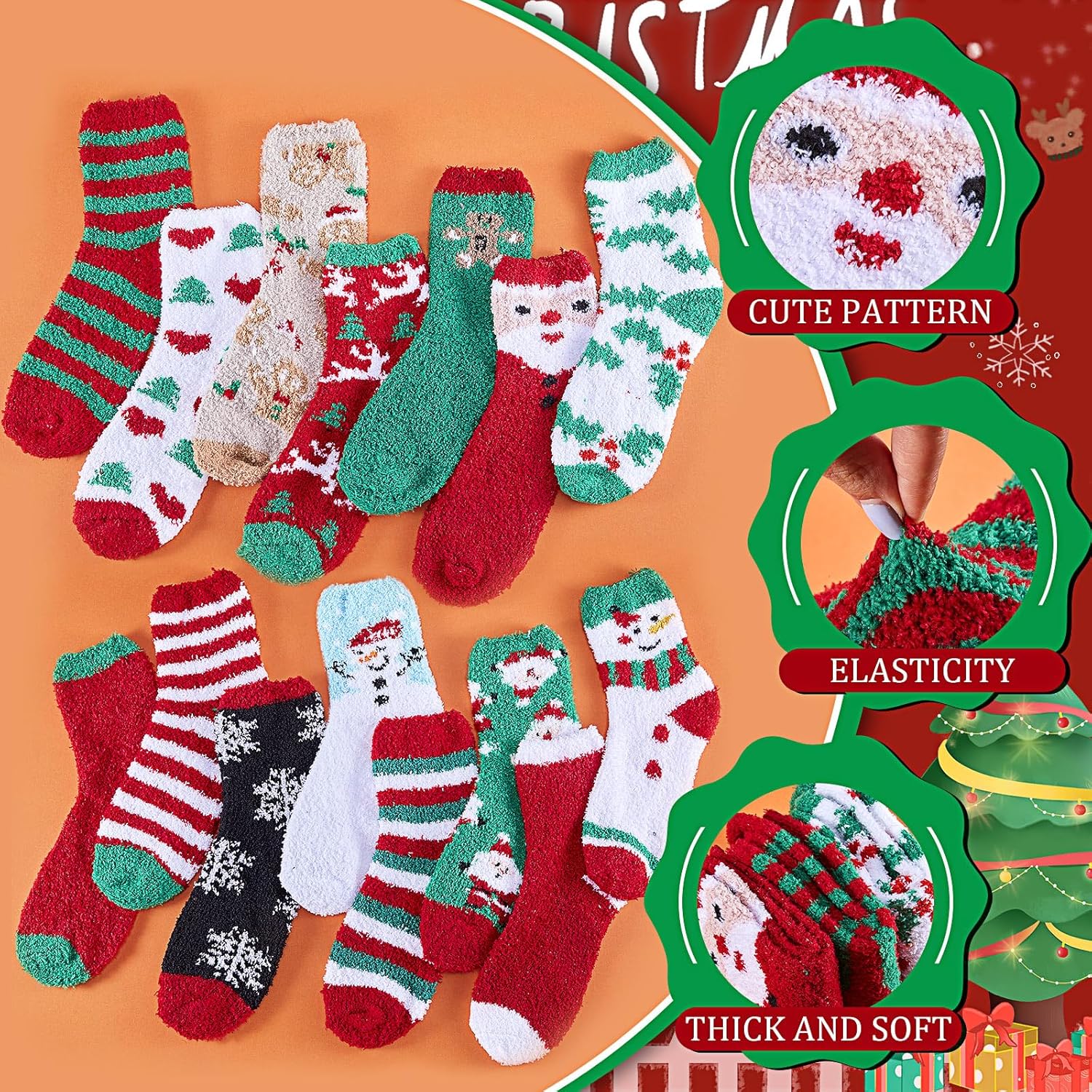 Ramede 150 Pairs Christmas Fuzzy Socks Bulk Fluffy Xmas Slipper Socks for Women Colorful Warm Xmas New Year Winter Gifts (Novelty Style)
