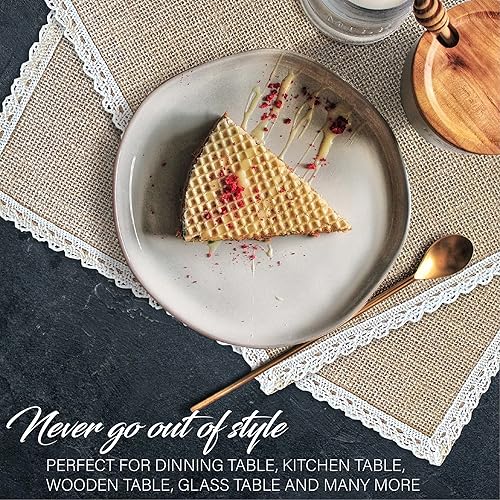 Miniatura 6 de Juego de 8 manteles individuales de arpillera, juego de 4 manteles individuales de granja con posavasos, tapetes y posavasos rústicos de yute,