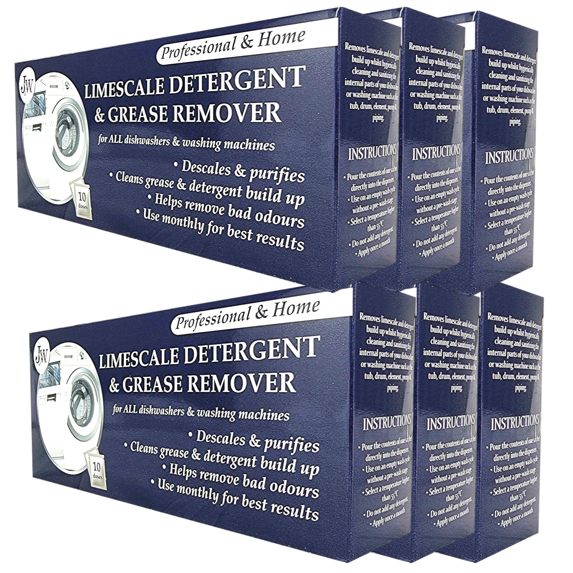 6 Boxen x Kalk & Waschmittel Entferner für Waschmaschine & Geschirrspüler 10 Anwendungen, 10 Monate Supply Pro Box