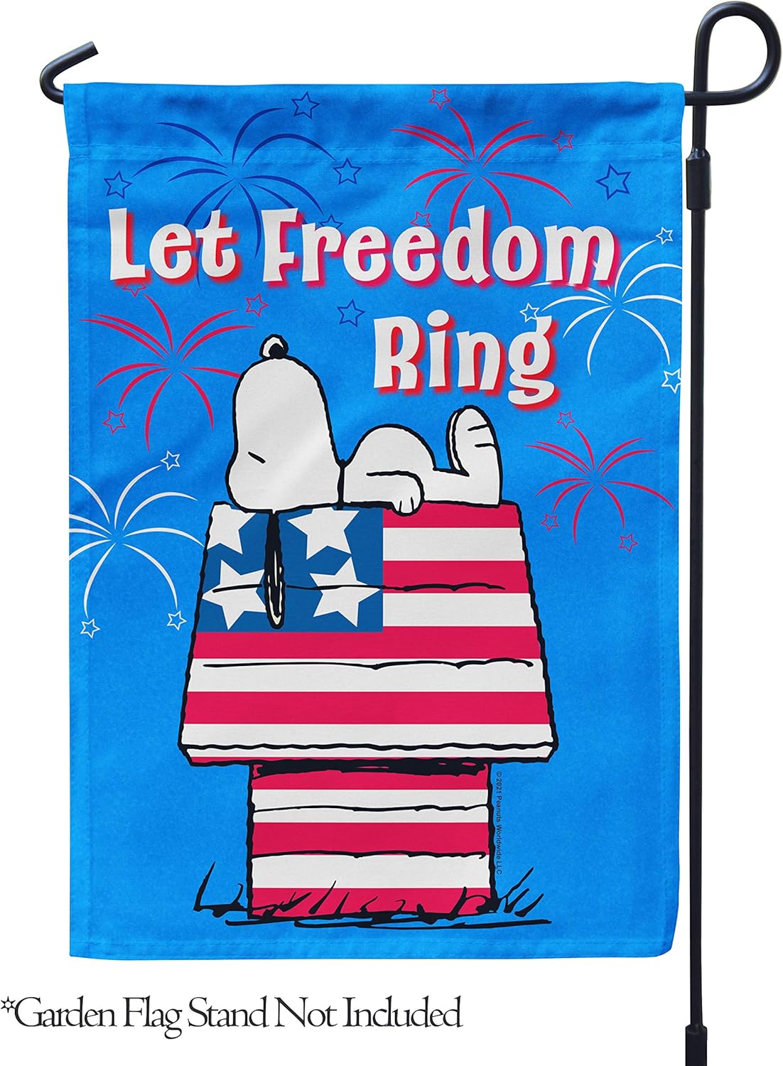 Flagology, PEANUTS Stars & Stripes Doghouse – Garden Flag 12" x 18", Officially Licensed PEANUTS®, Patriots Day or July 4th