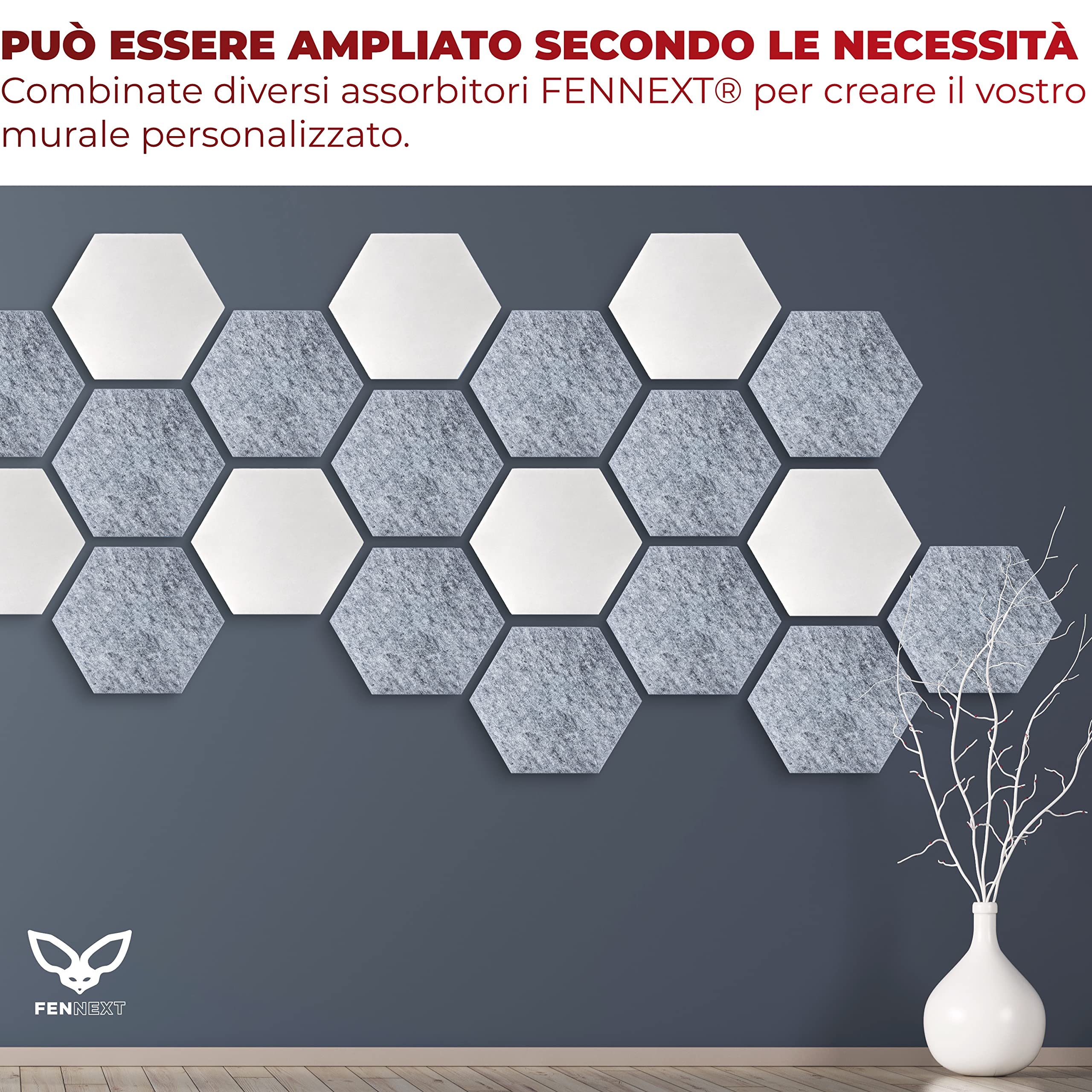 assorbitore acustico da parete, per creare la propria immagine sonora, isolamento acustico in ACOUSTIC FLEECE, adatto per giochi, home office o streaming, FLEECE DUO [10 pezzi]